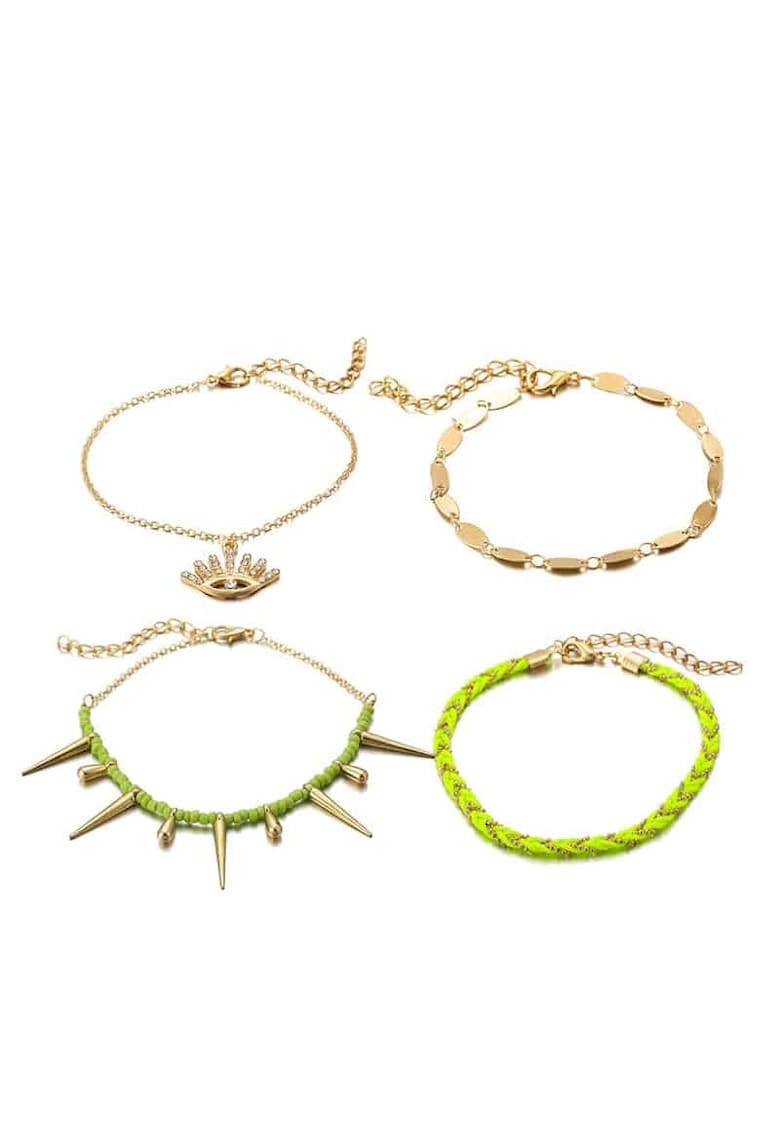 Set 4 bratari de picior - auriu cu galben - Kiina C1