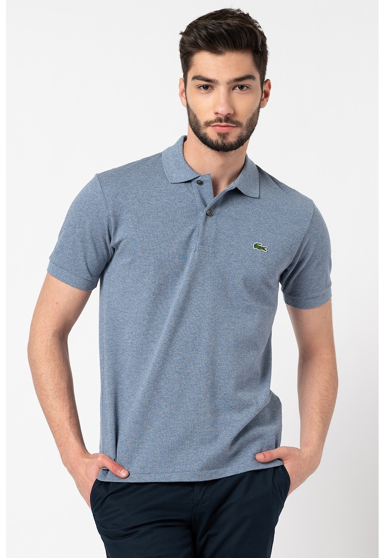 Tricou polo din material pique cu detaliu logo brodat