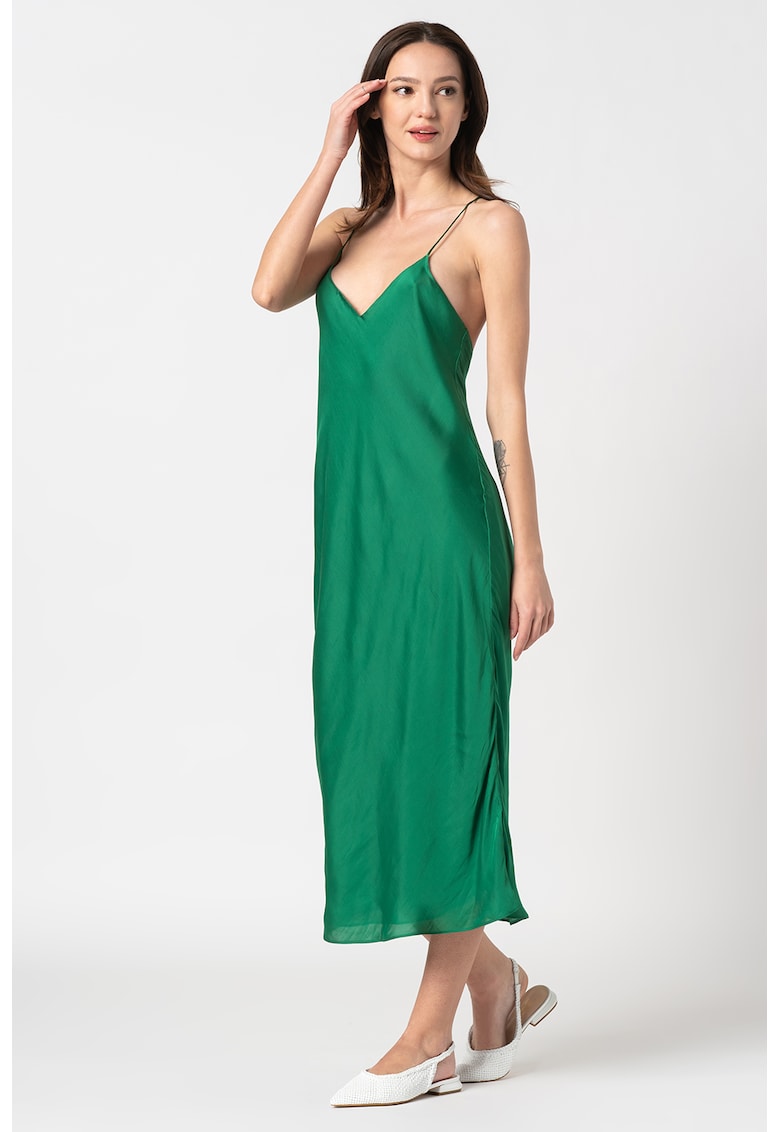 Rochie de satin cu decolteu in V