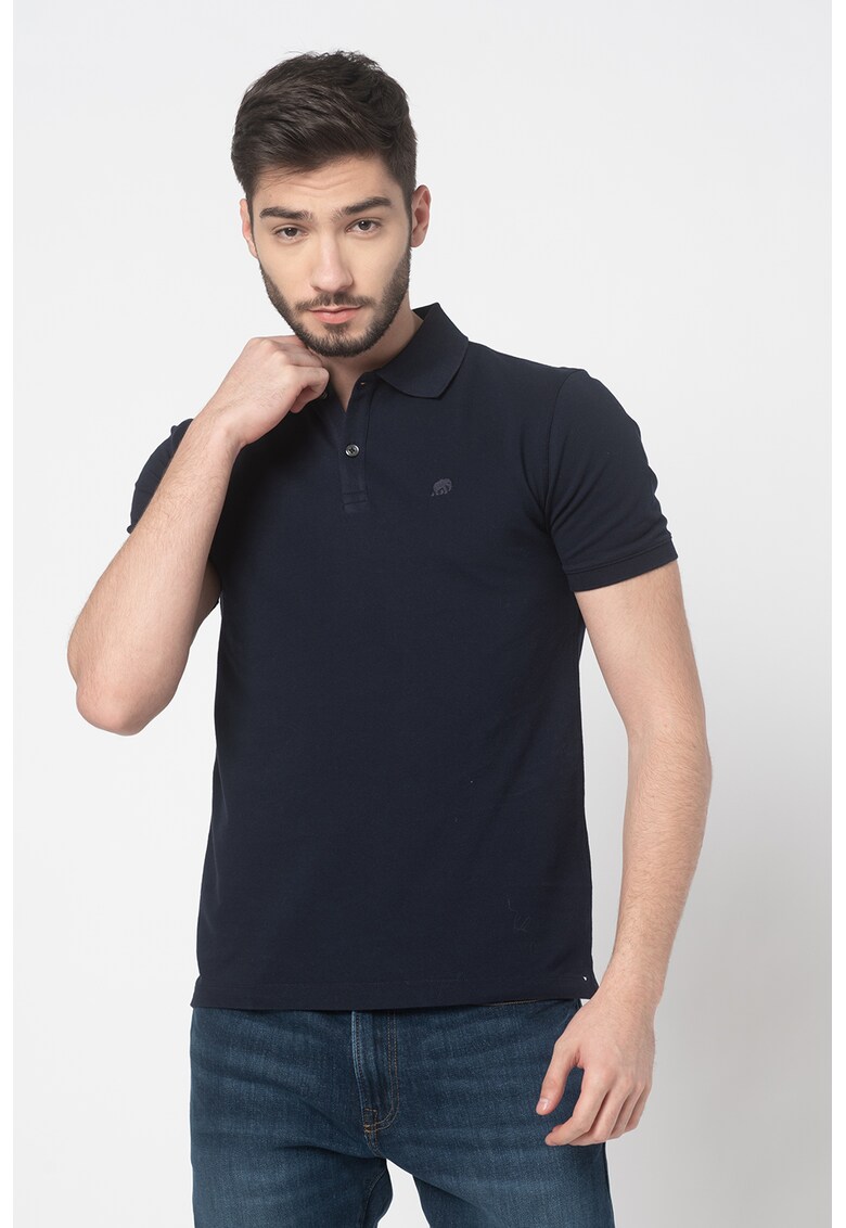 Tricou polo slim fit cu aspect pique