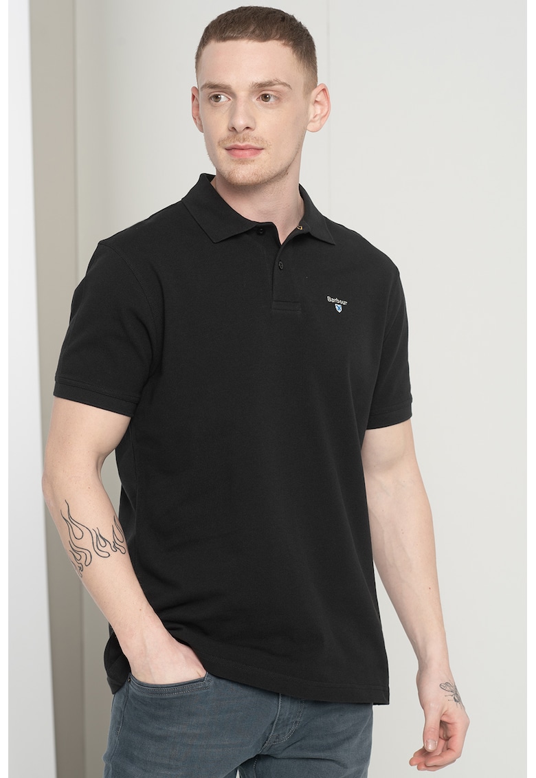 Tricou polo din material pique cu logo brodat