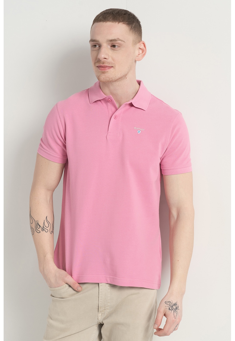 Tricou polo din material pique cu logo brodat