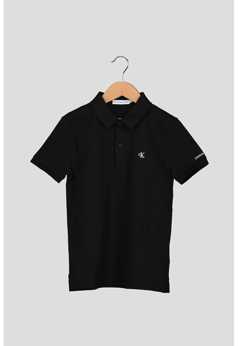 CALVIN KLEIN - Tricou polo din material pique cu detalii logo