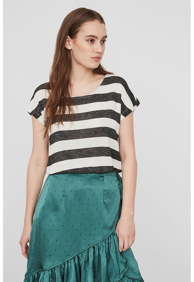 Tricou cu terminatie rotunjita - Alb/Negru