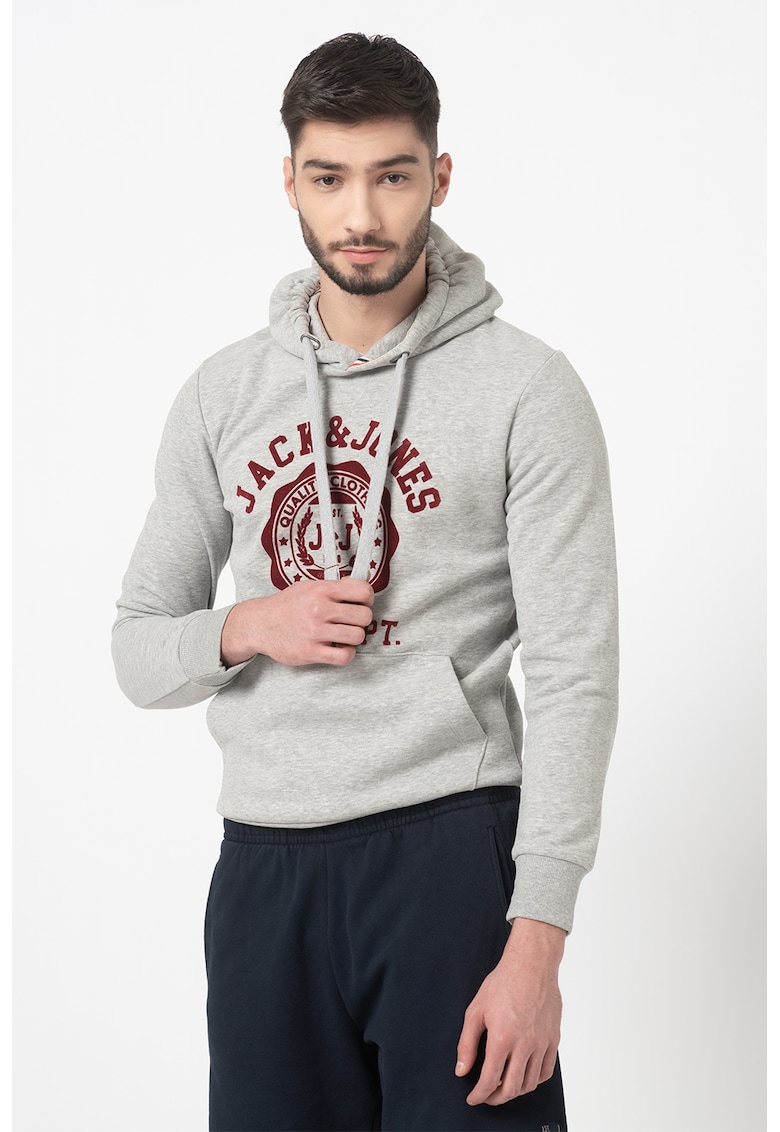 Hanorac regular fit cu imprimeu logo Flock