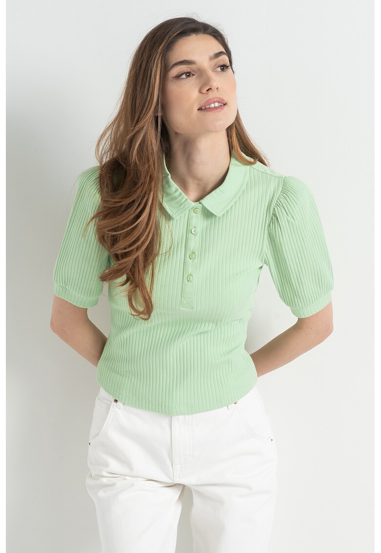 Pulover polo cu aspect striat