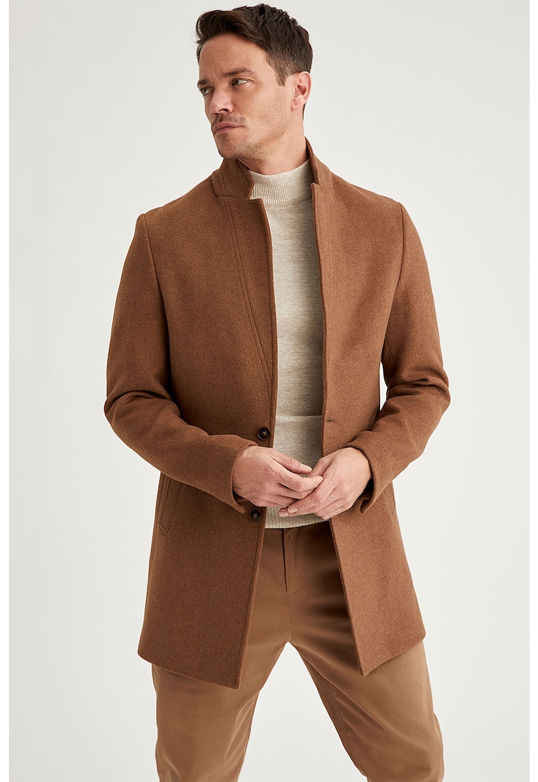 Palton slim fit din amestec de lana