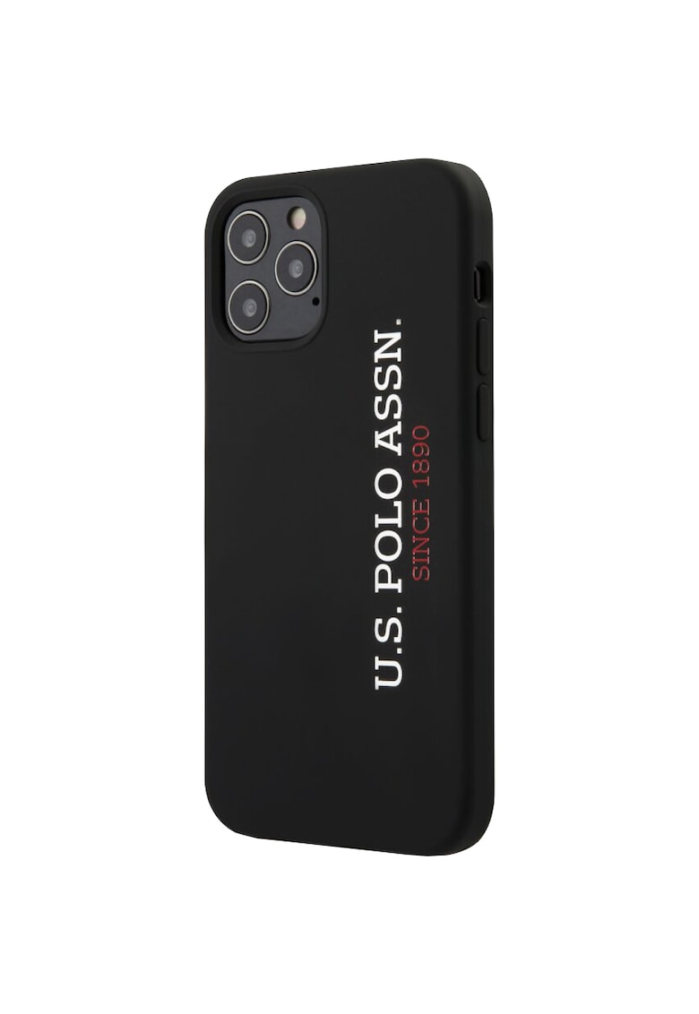 Husa Cover US Polo Silicone Vertical Logo pentru iPhone 12 Pro Max USHCP12LSLBKV2 - Black