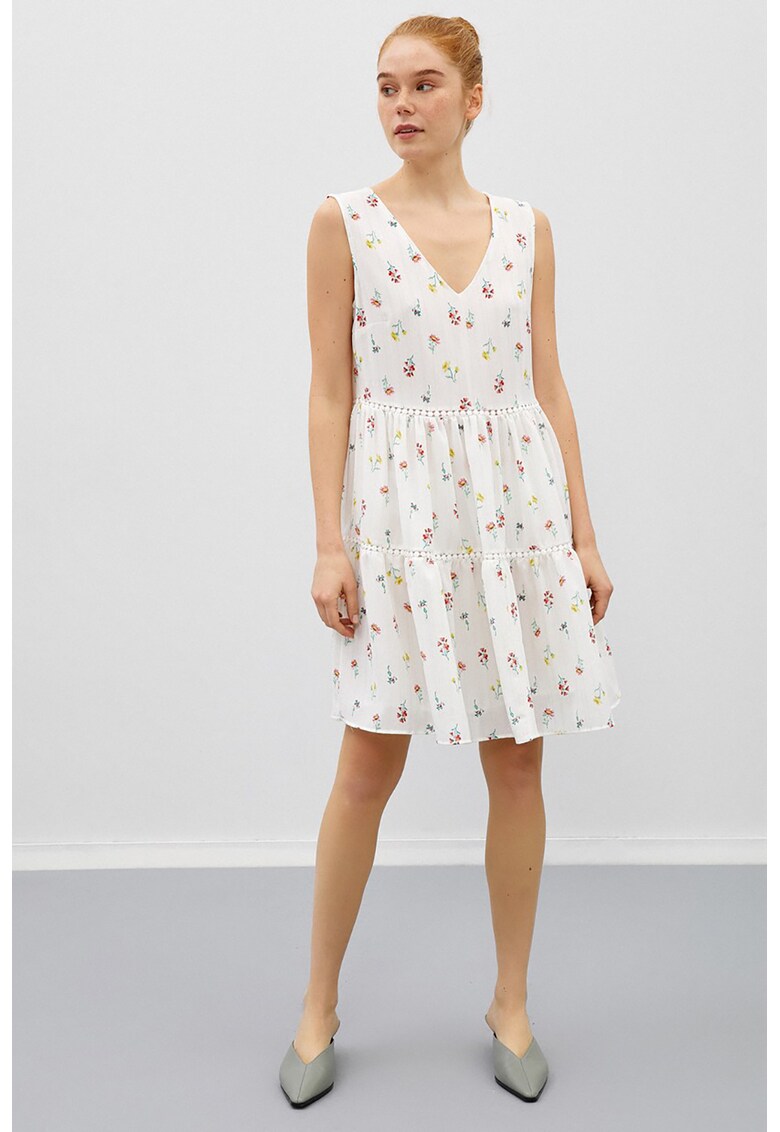 Rochie cu model floral si decolteu in V