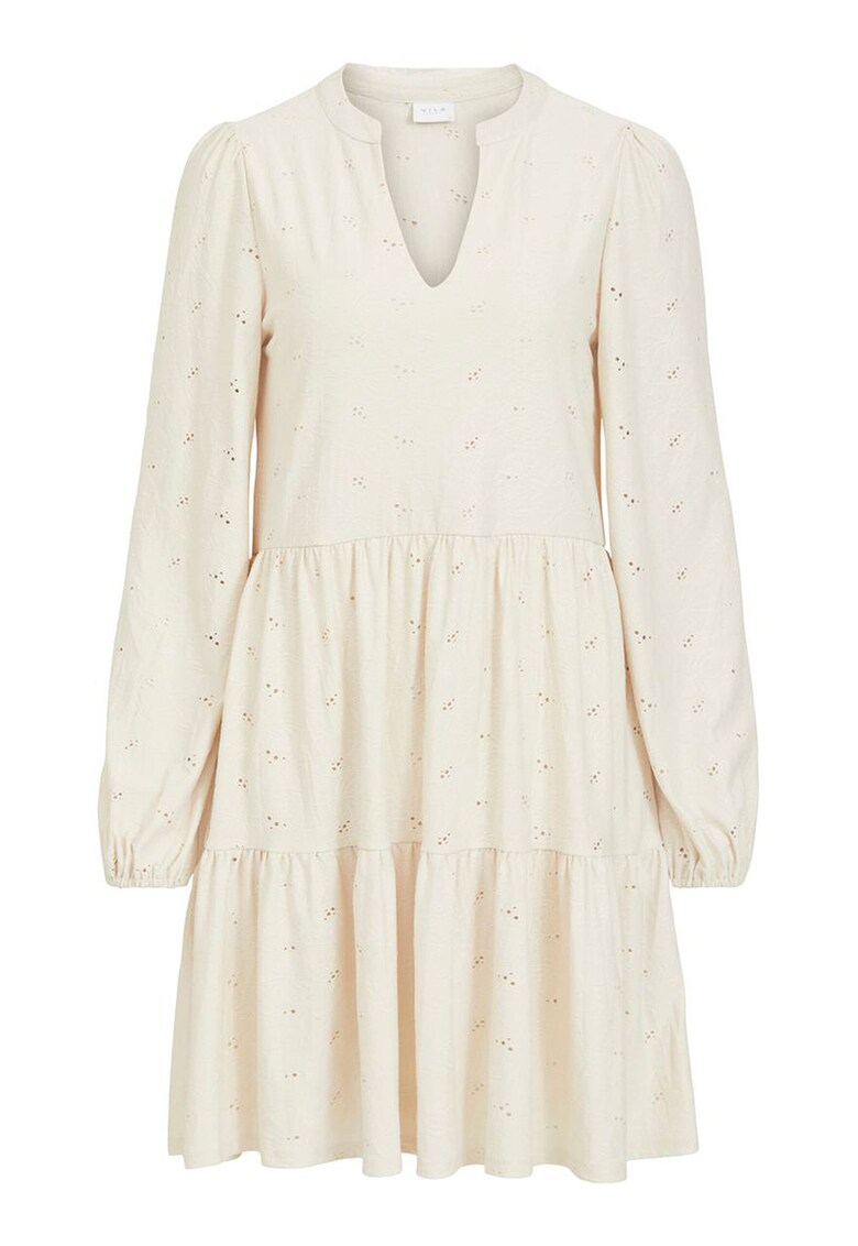 Rochie cu decolteu in V si broderie cu dantela Sangallo Saniana