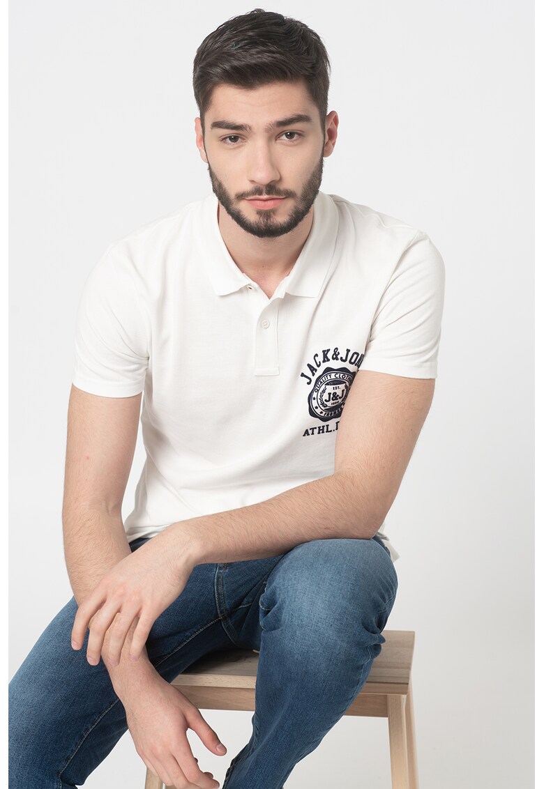 Tricou polo regular fit din material pique Flock