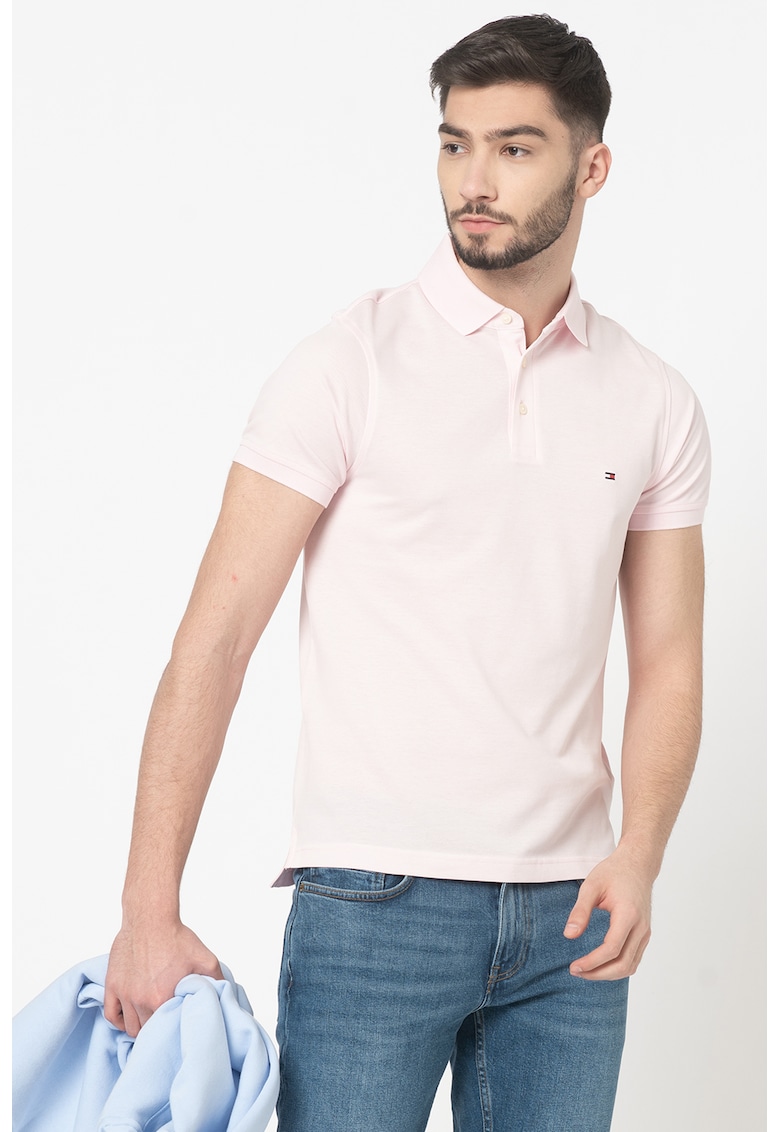 Tricou polo slim fit din amestec de bumbac organic