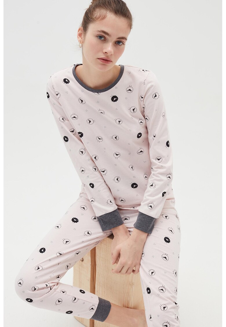 Pijama cu imprimeu grafic imagine fashiondays.ro 2021