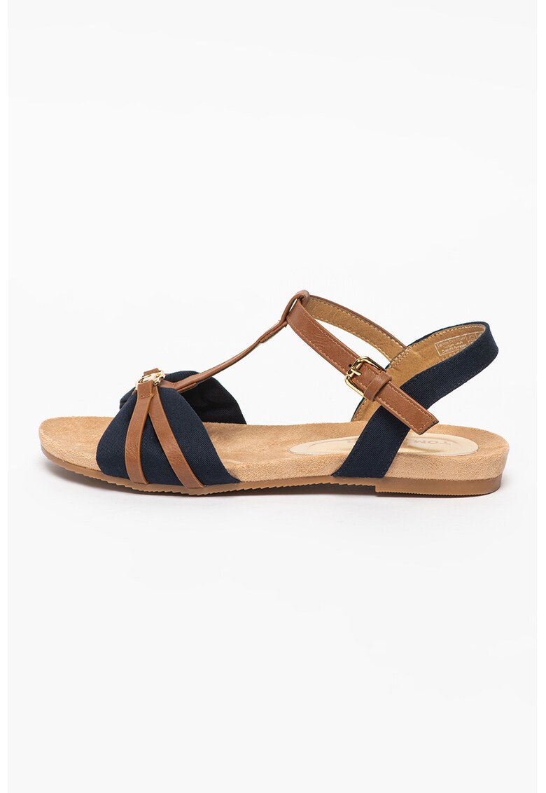 Sandale slingback cu garnituri din piele ecologica