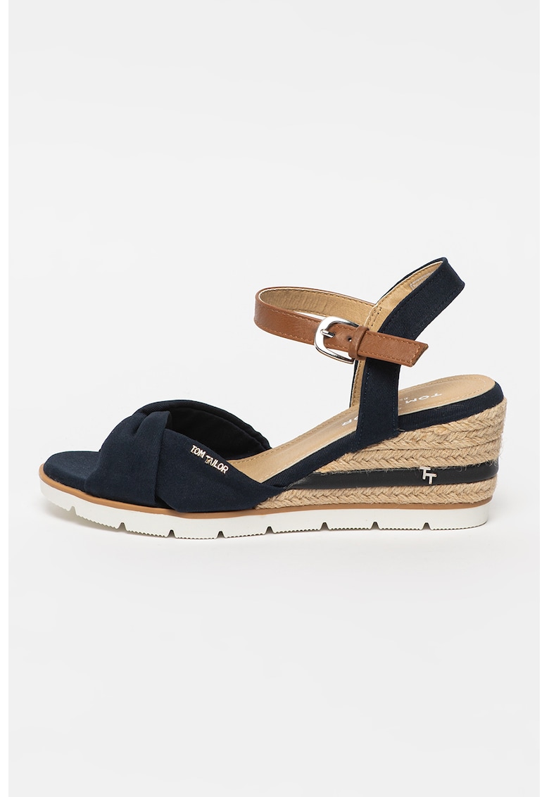 Sandale-espadrile wedge cu detaliu innodat