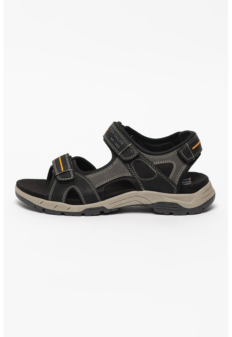 Sandale de piele ecologica cu insertii de plasa si velcro