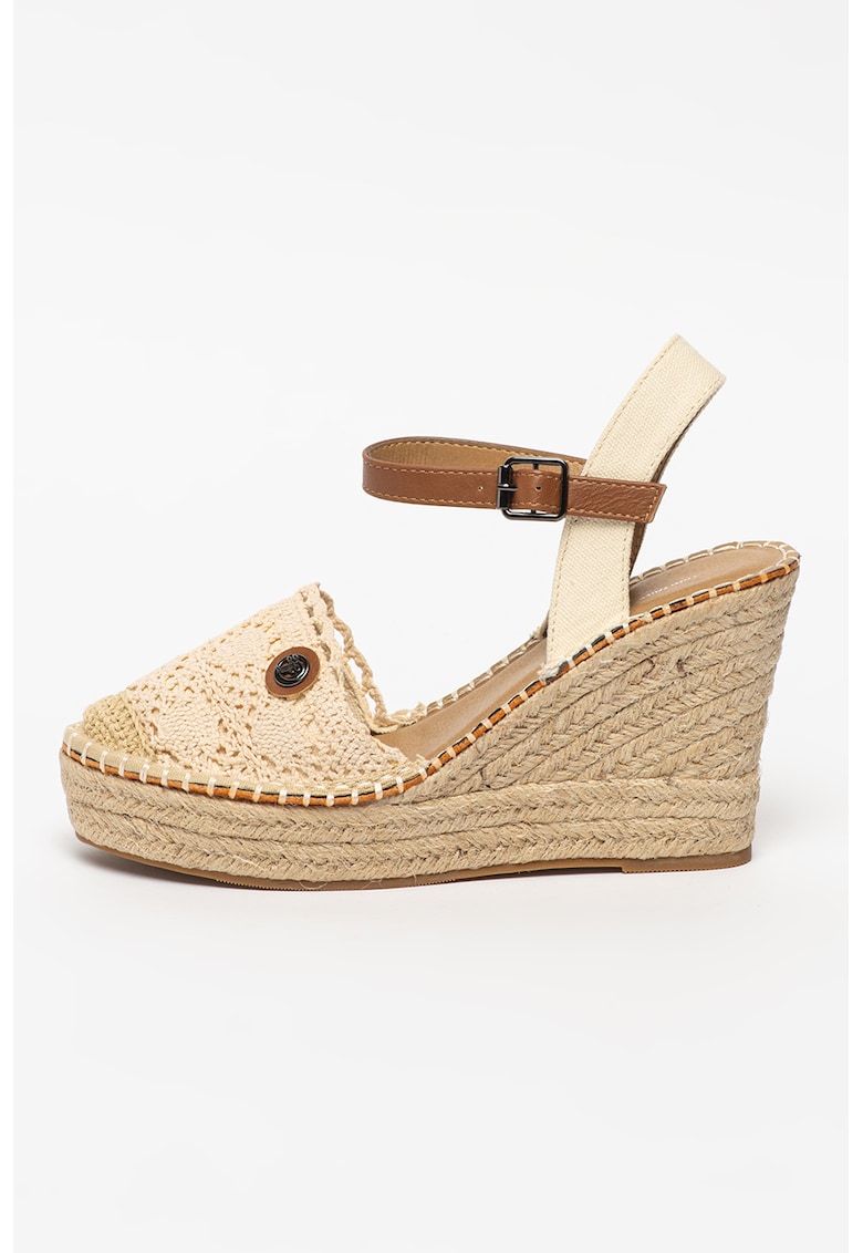 Sandale-espadrile wedge crosetate