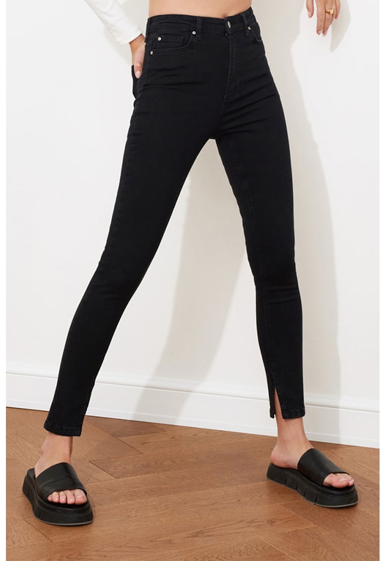 Blugi skinny cu talie inalta