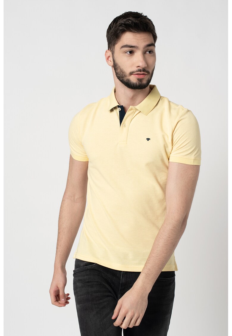 Tricou polo din material pique cu logo brodat