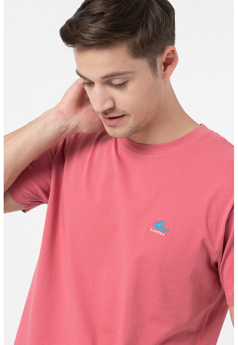 Tricou cu decolteu la baza gatului si broderie discreta Mini Waves