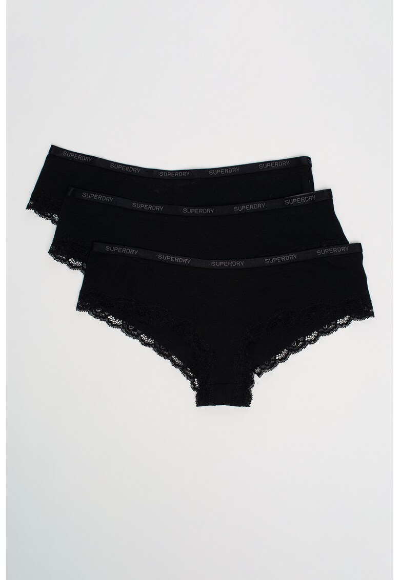 Set de chiloti hipster cu talie joasa si garnituri de dantela -3 perechi