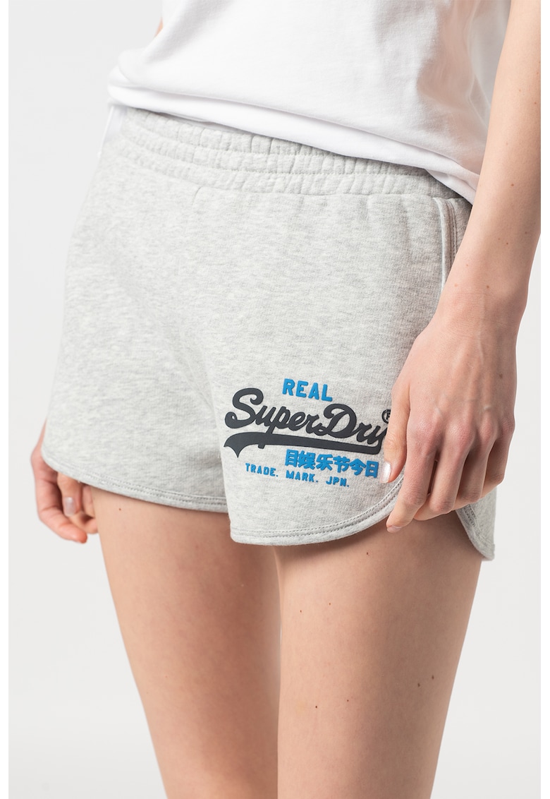 Pantaloni scurti cu imprimeu logo Duo - Gri deschis melange