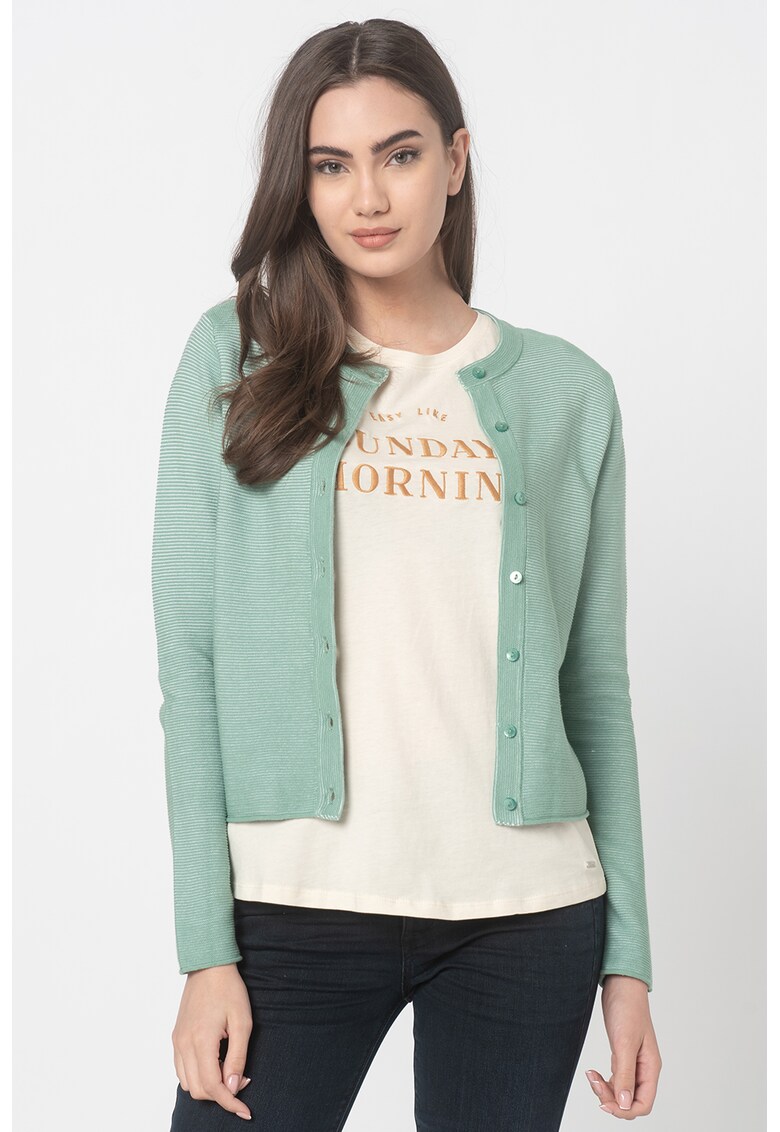 Cardigan crop cu aspect texturat