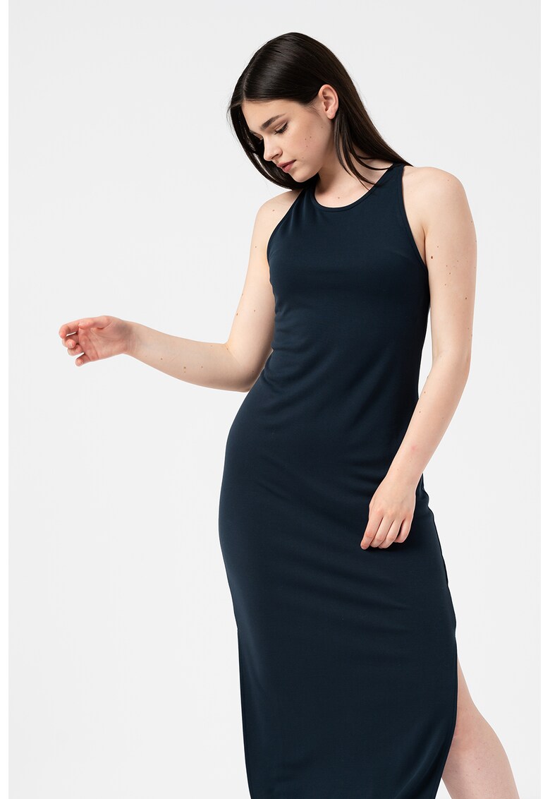 Rochie midi din amestec de tencel cu slituri laterale