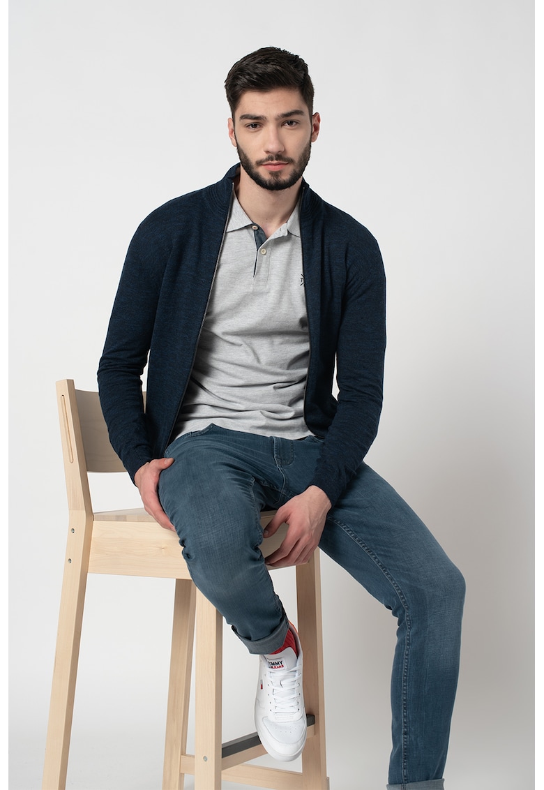 Cardigan tricotat fin cu fermoar