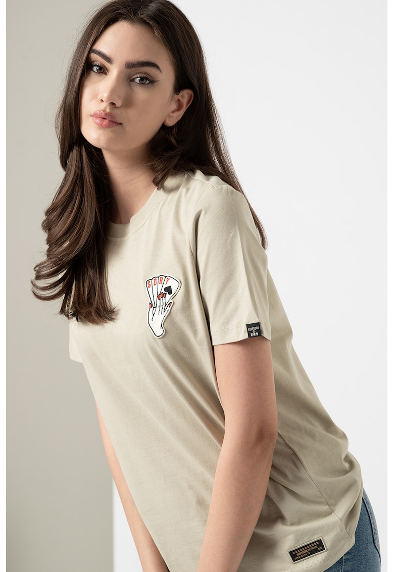 Tricou cu decolteu la baza gatului regular fit - Grej