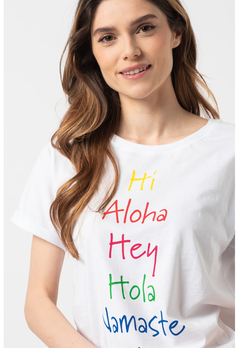 Tricou de bumbac cu imprimeu text Mana