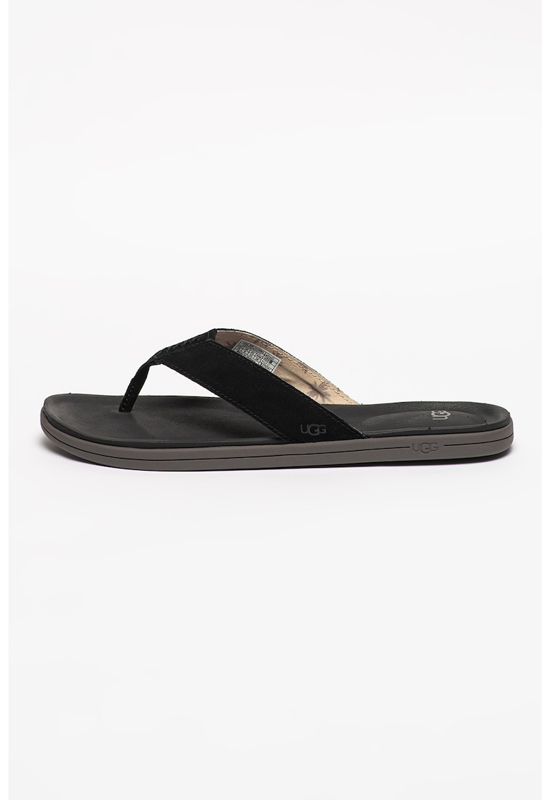 Papuci flip flop de piele intoarsa cu logo Brookside