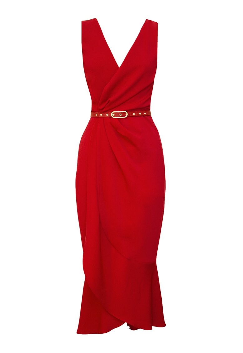 Rochie midi petrecuta cu decolteu cache-coeur Fame