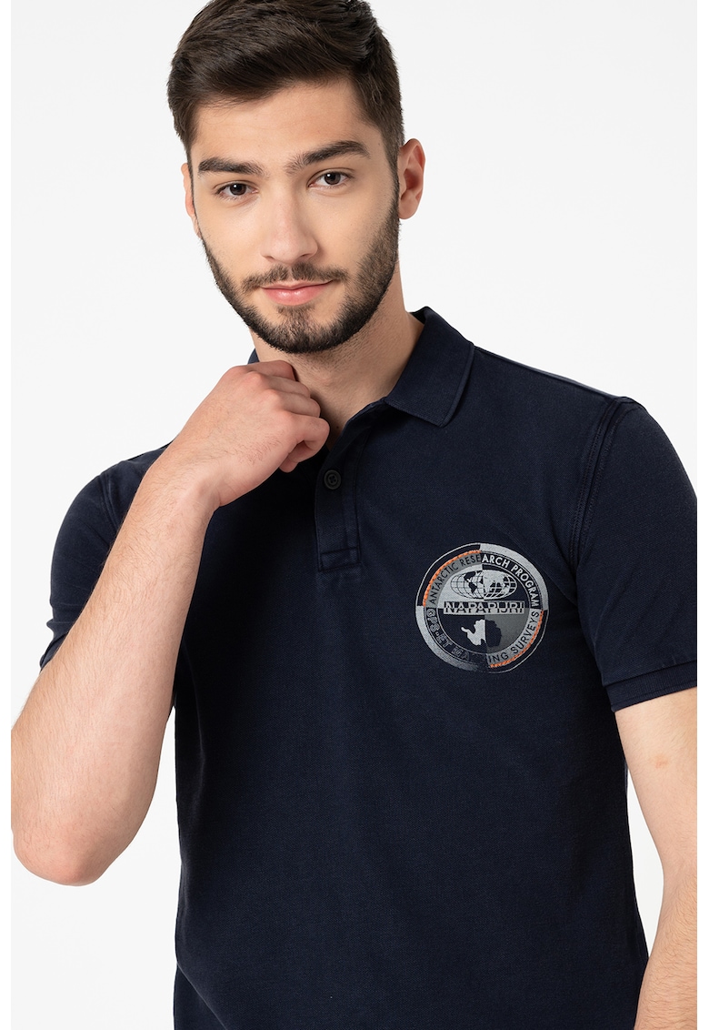 Tricou polo cu logo pe piept - Portocaliu/Gri cenusiu/Bleumarin
