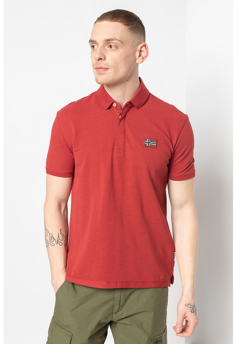Tricou polo de pique din bumbac organic Ebea - Rosu inchis