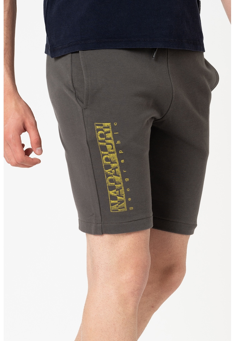 Bermude cu logo Nallar - Verde lime/Gri inchis