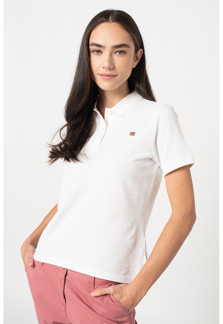 Tricou polo cu logo brodat Ealis - Alb