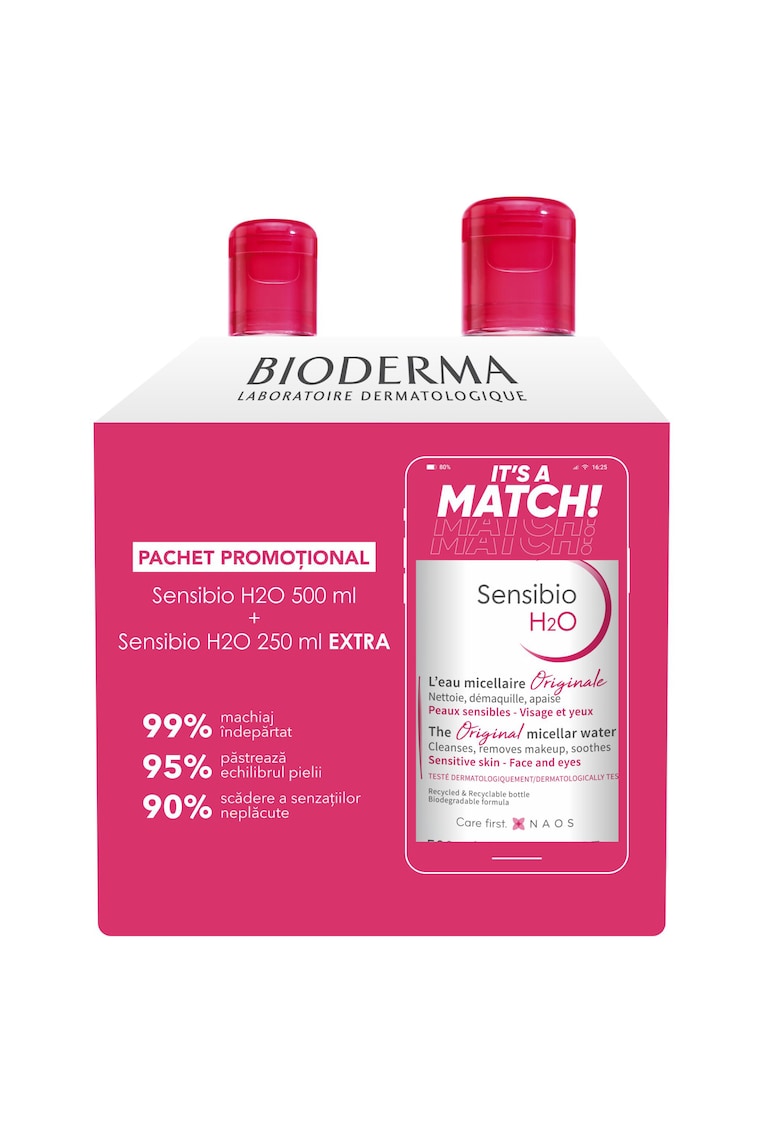 Pachet Promo: Apa micelara Sensibio H2O pentru ten sensibil - 500 ml + Apa micelara Bioderma Sensibio H2O pentru ten sensibil - 250 ml