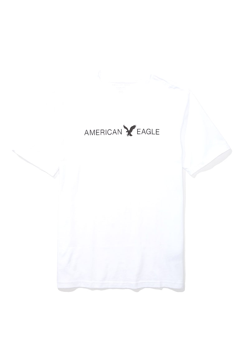 Tricou cu decolteu la baza gatului si imprimeu logo American Eagle  Imbracaminte