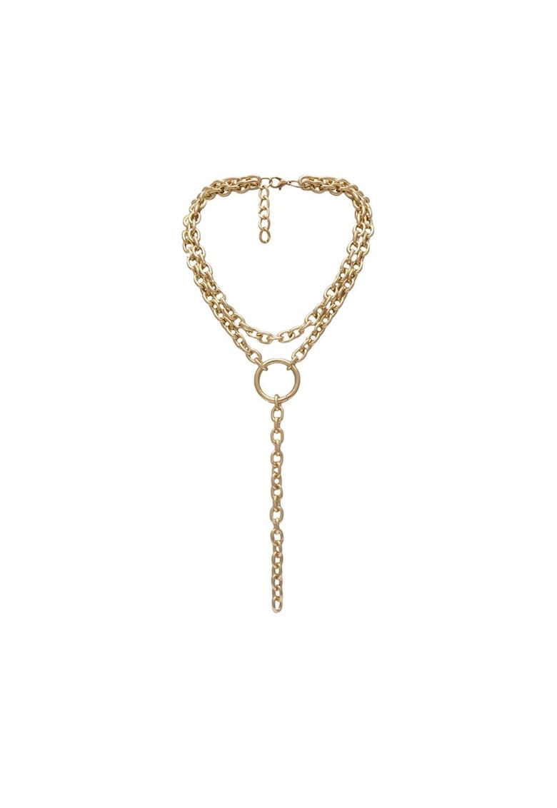 Colier in 2 straturi - auriu - lung - cu zale - Nielsine C5 -