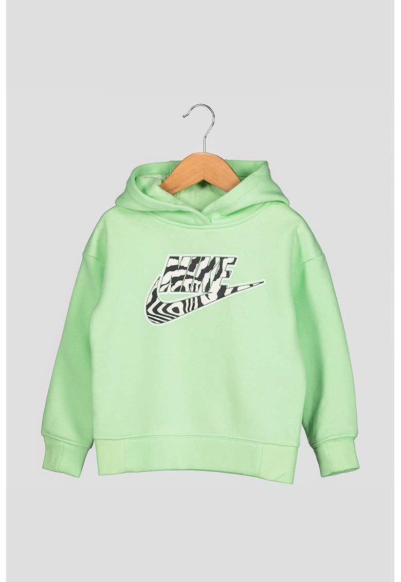 Hanorac cu maneci cazute si logo Electric Zebra - Verde neon