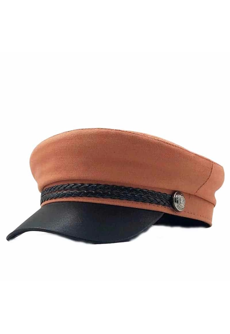 Sapca portocalie - cu cozoroc din piele ecologica - Ludwiga -