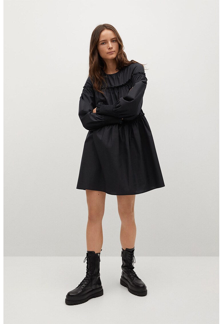 Rochie mini de bumbac organic cu detalii cu fronseuri Lin