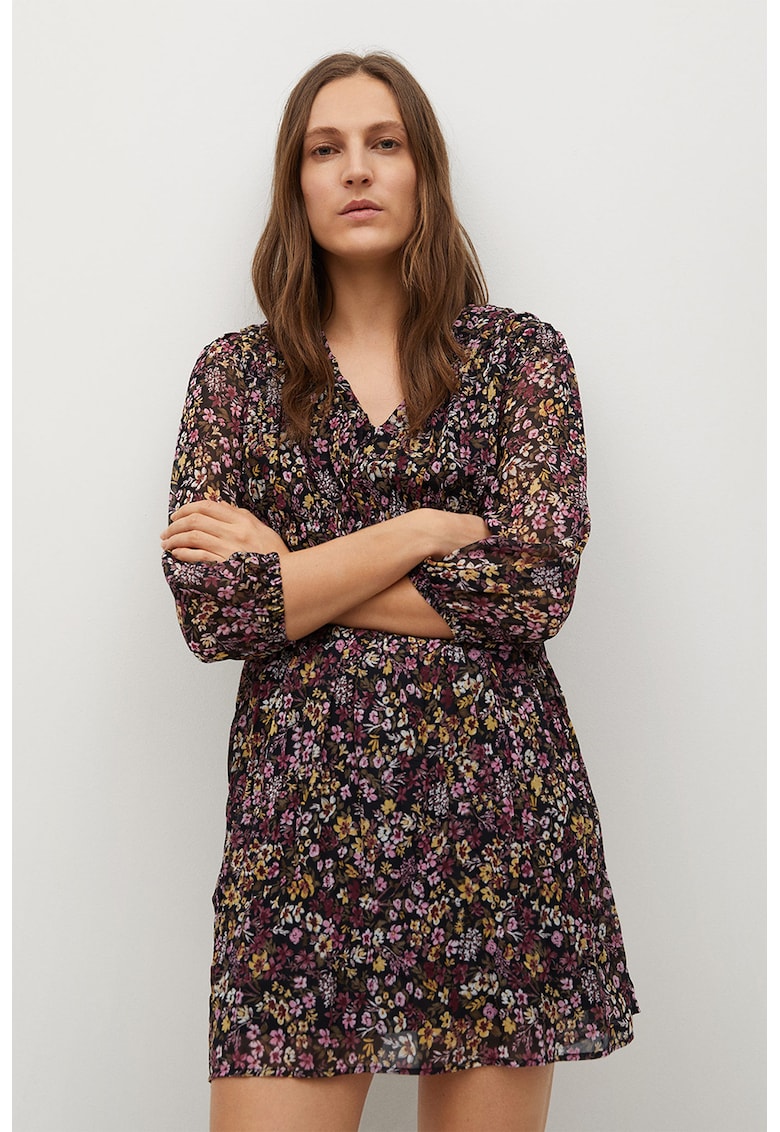 Rochie evazata cu imprimeu floral Plise