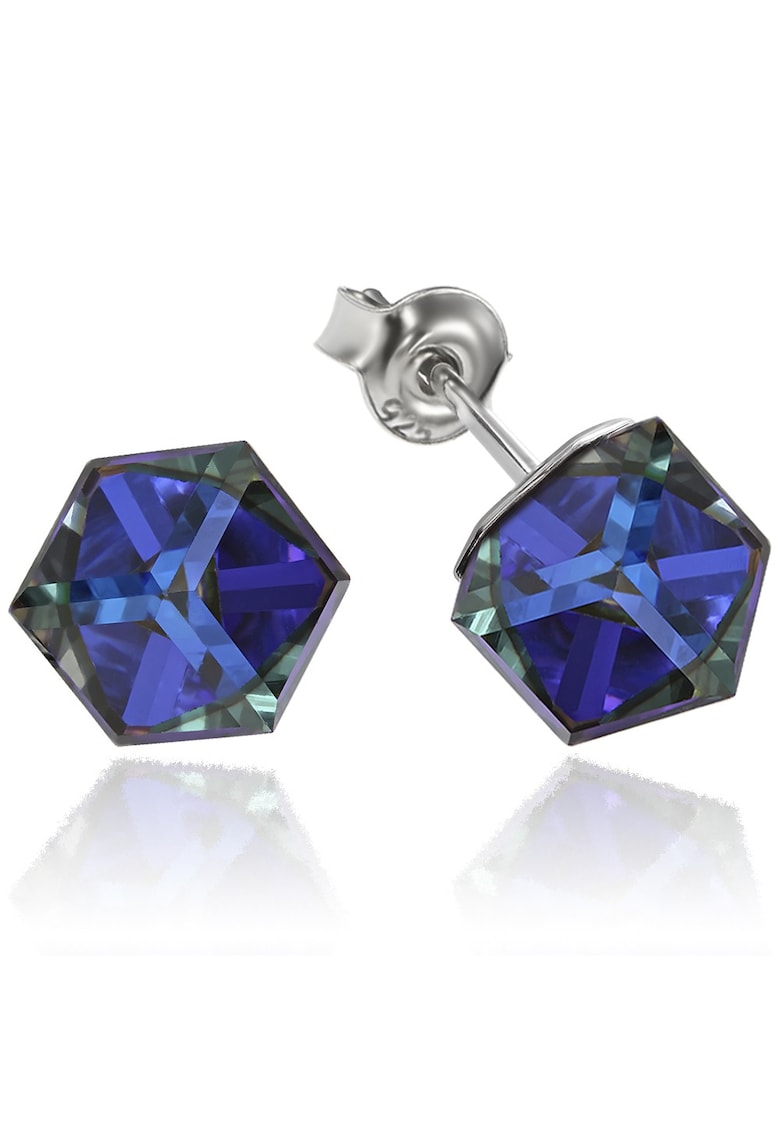 Cercei Argint 925 placat cu rodiu cu cristale Swarovski® Cubic 6mm - Surub - Mov