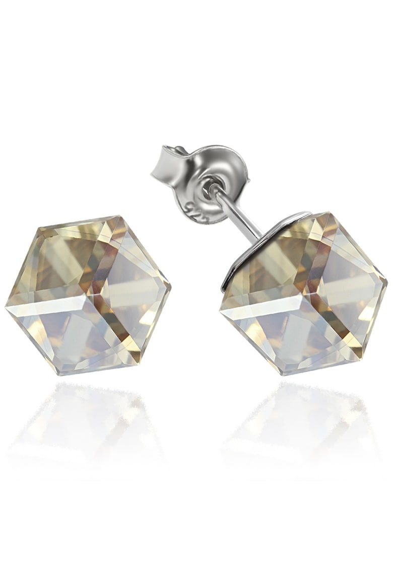 Cercei Argint 925 placat cu rodiu cu cristale Swarovski® Cubic 6mm - Surub - Auriu