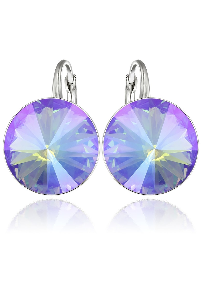 Cercei Argint 925 placat cu rodiu cu cristale Swarovski® Rivoli 14mm - Mov deschis