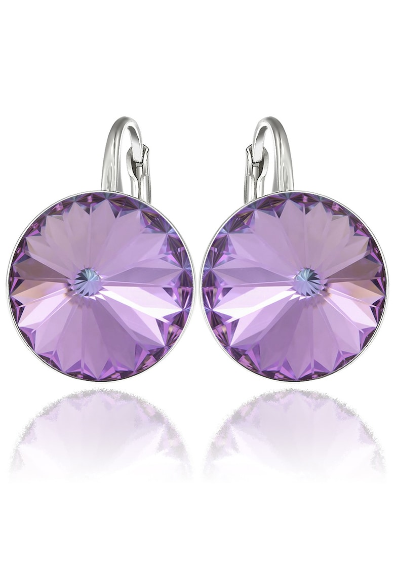 Cercei Argint 925 placat cu rodiu cu cristale Swarovski® Rivoli 14mm - Mov
