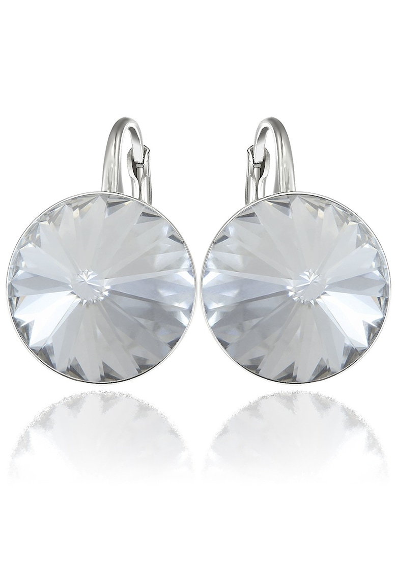 Cercei Argint 925 placat cu rodiu cu cristale Swarovski® Rivoli 14mm - Alb