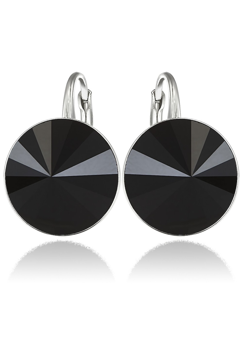 Cercei Argint 925 placat cu rodiu cu cristale Swarovski® Rivoli 14mm - Negru